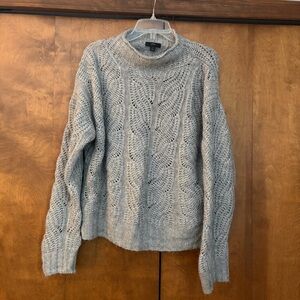 J. Crew Light Gray Cable Knit Crewneck Sweater